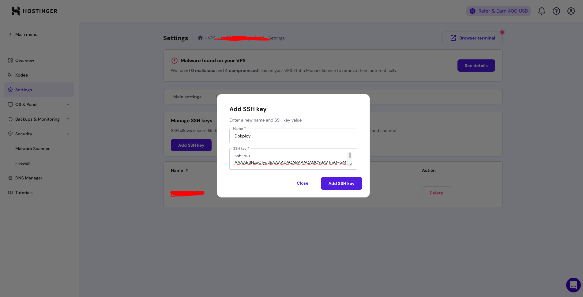 Adding SSH key