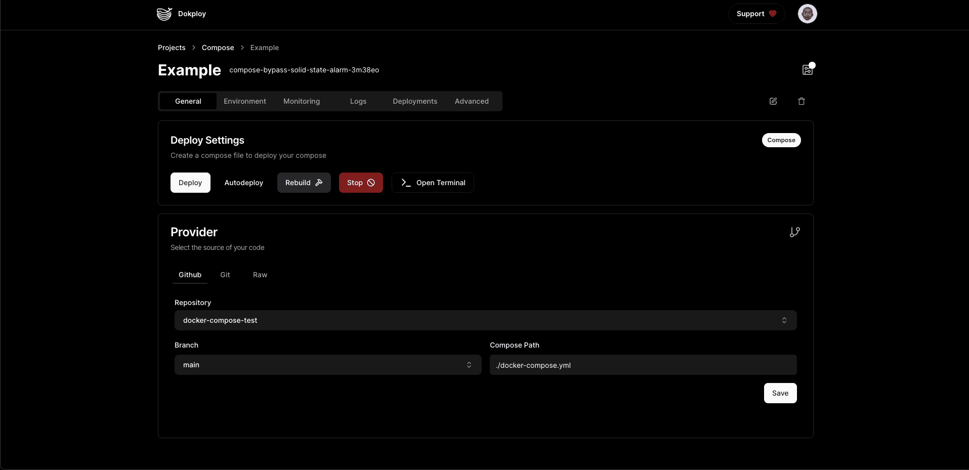 Docker compose configuration